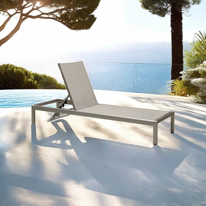 Sanae Outdoor Metal Chaise Lounge