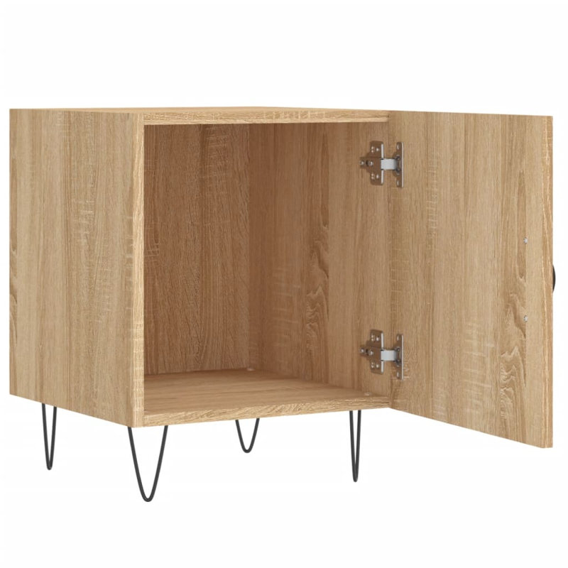 Couey 40cm W Iron Bedside Table, Sonoma Oak