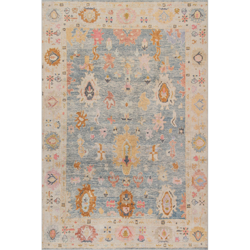 Tapis en laine noué à la main Thessia, Rectangle 7 pi 6 po x 9 pi 6 po