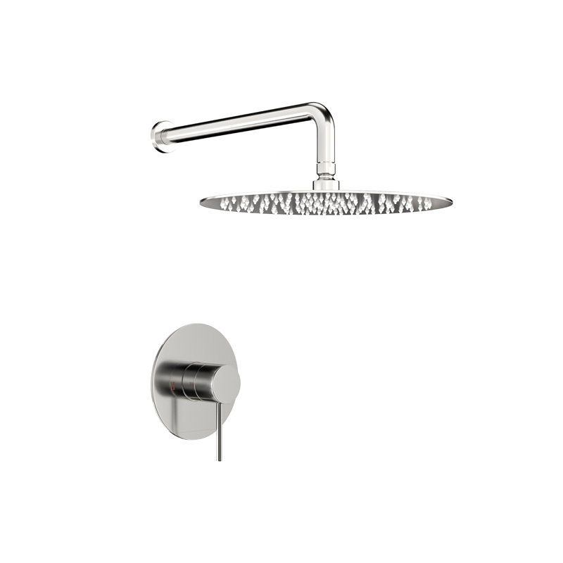 Brushed Nickel Shower Valve With 10" Rainfall Head - -Balanced, Wall Mount, Easy Install & Flash Faucet In Head, -Balanced Valve, Installation Cleanliness