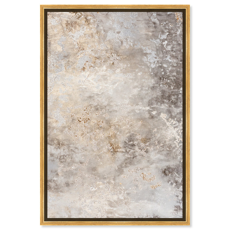 «Sandstone Mirage Canvas Elegant Gold Abstract» par Art Remedy, Cadre doré, H 55 po x l 37 po
