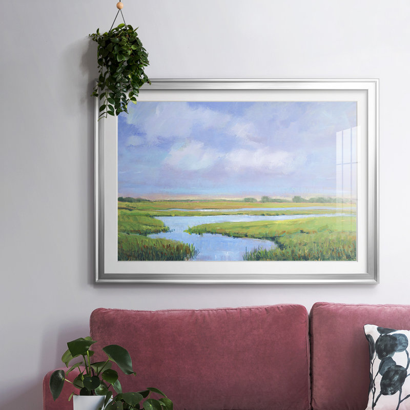 Summer Marsh II, reproduction d'art sur papier, Argent, H 15 po x l 21 po x P 1,5 po