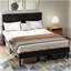 Base de lit plateforme grand lit - avec tête de lit, aucun sommier requis, rangement sous le lit de 14 po?-943447510-943447508