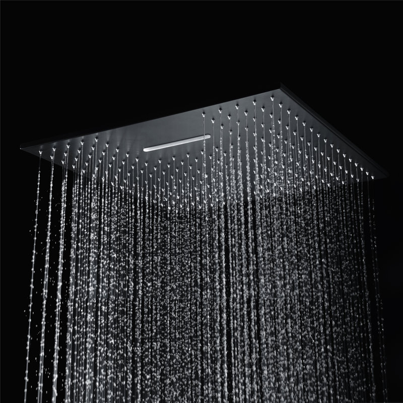 Pomme de douche fixe Flood Rain, Noir mat