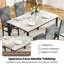 Ensemble de table de salle à manger pour 4 personnes, table de salle à manger 5 pièces en faux marbre avec 4 chaises rembourrées modernes pour petits espaces, cuisine à domicile, appartement-1528573595-1528573593
