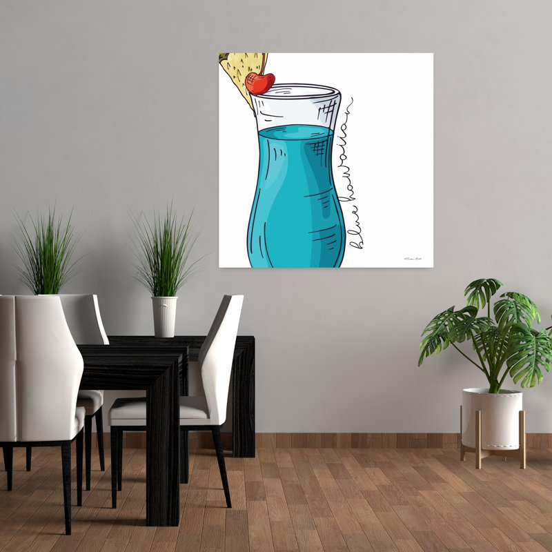 Art contemporain bleu hawaïen, H 36 po x l 36 po