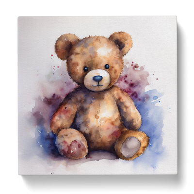 Teddy Bear Watercolour - Wrapped Canvas