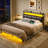Bed Frame with Headboard, Upholstered Platform Bed with 4 Drawers, Charging Station&LED Lights-1982295135-1982295132