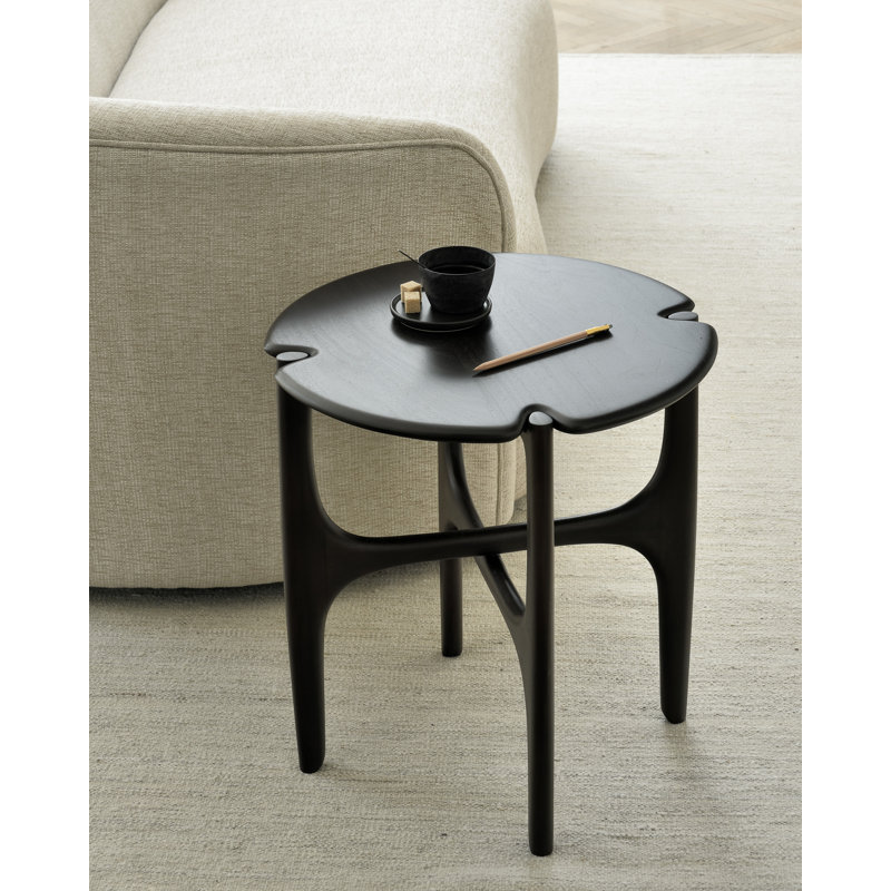 Pi Solid Wood End Table, Dark Brown