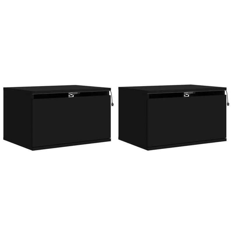 Brayle 50cm W Engineered Wood Bedside Table, Black