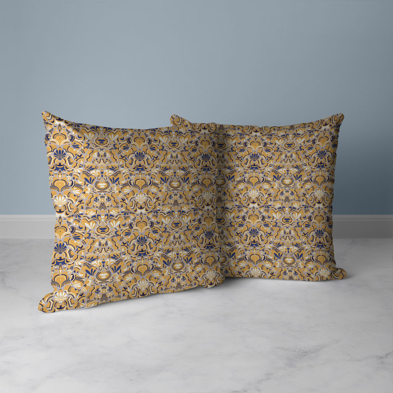 Coussin Wildflower Lagoon, H 18 po x l 18 po, Bleu / orange / multicolore