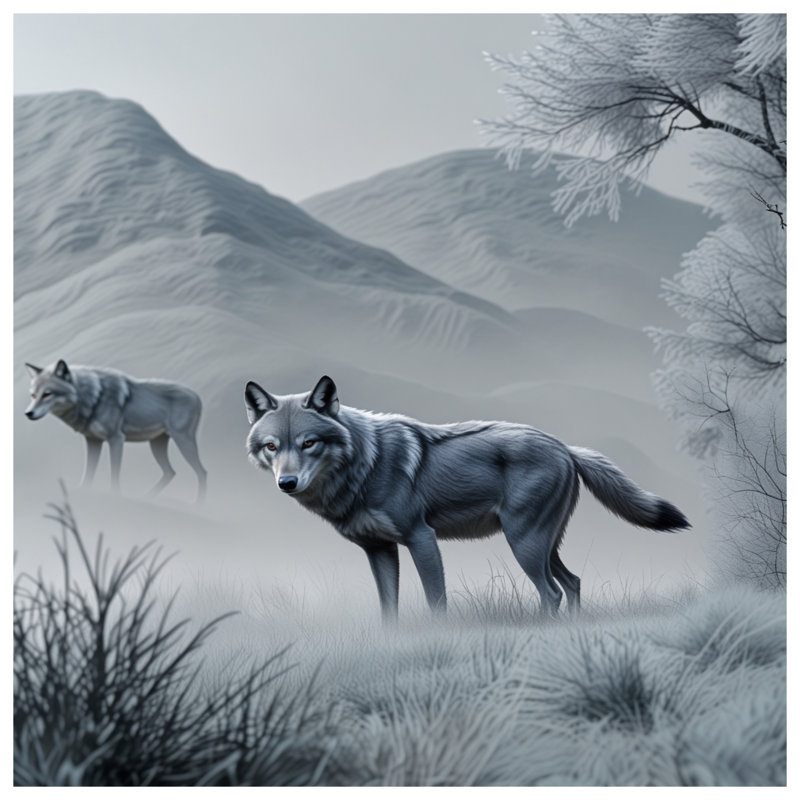 Couvre-lit gris loup gris en hiver, Lit simple
