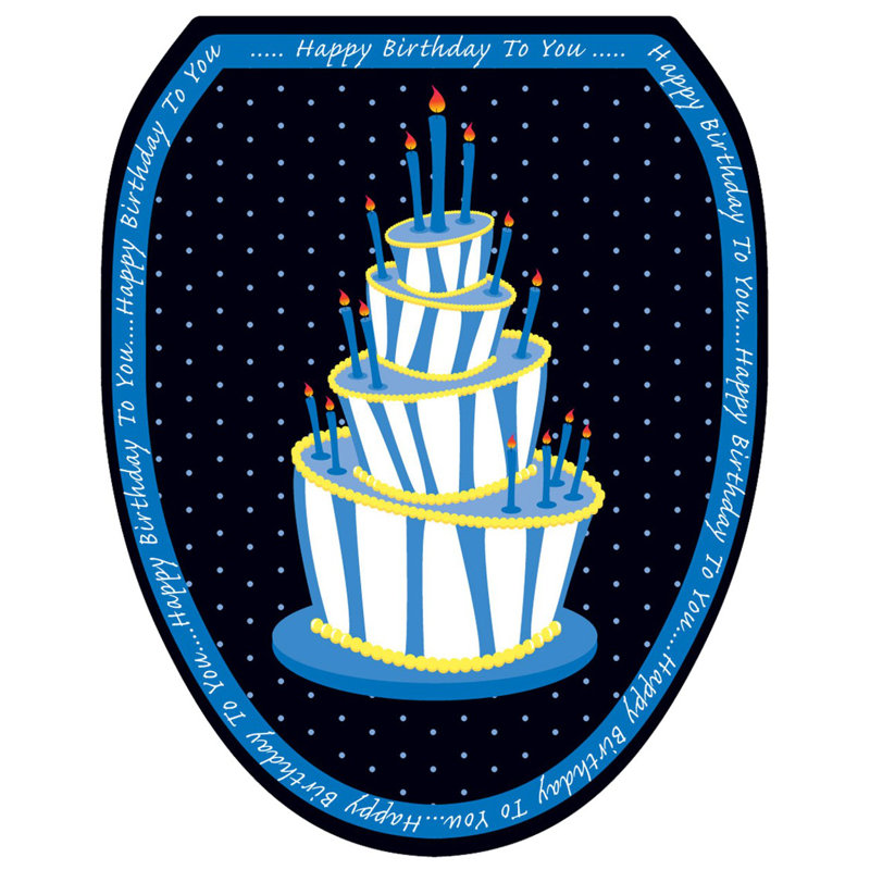Adhésif décoratif pour siège de toilette Birthday Cake, Allongé, Bleu