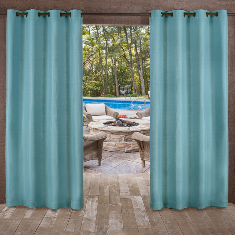 Breanna Semi Sheer Curtain Pair, Teal, 54" W x 84" L