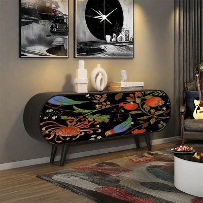 Buffet en pin avec tablettes et tiroirs