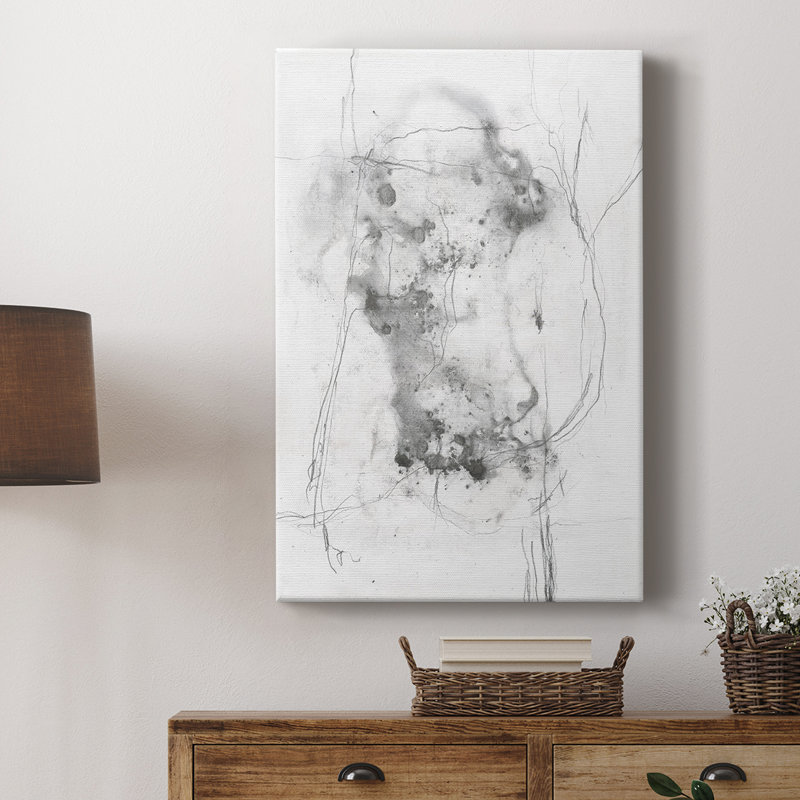 Graphite Abstract IV -Custom Wrapped Gallery Cavas, 12" H x 8" W