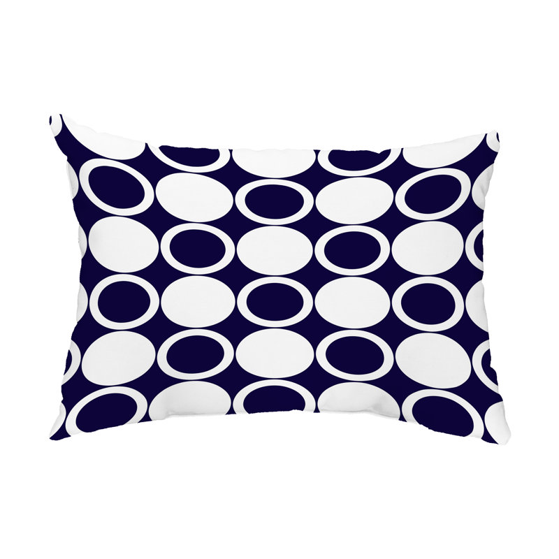 ModCircles Geometric Outdoor Reversible Throw Pillow, Navy/White