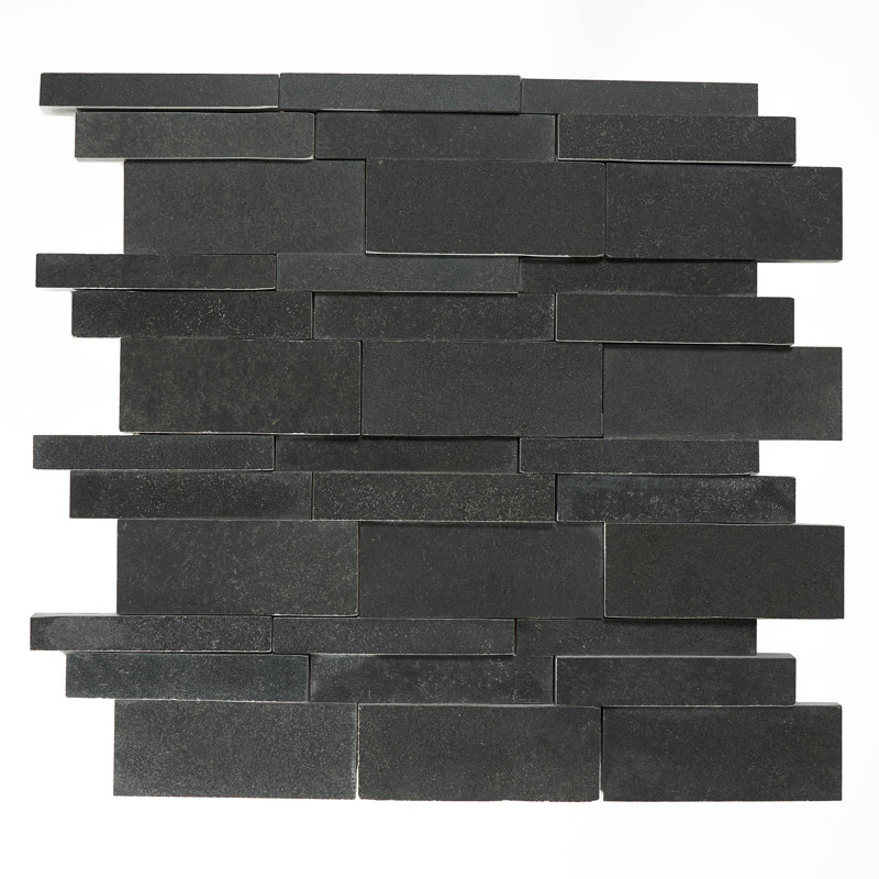 Carreau de mosaïque linéaire de basalte pour mur et plancher 0,4 po x 11 po Stealth