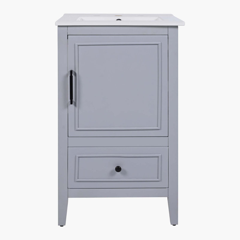 Grey 20-Inch Freestanding Bathroom Vanity with Ceramic Sink