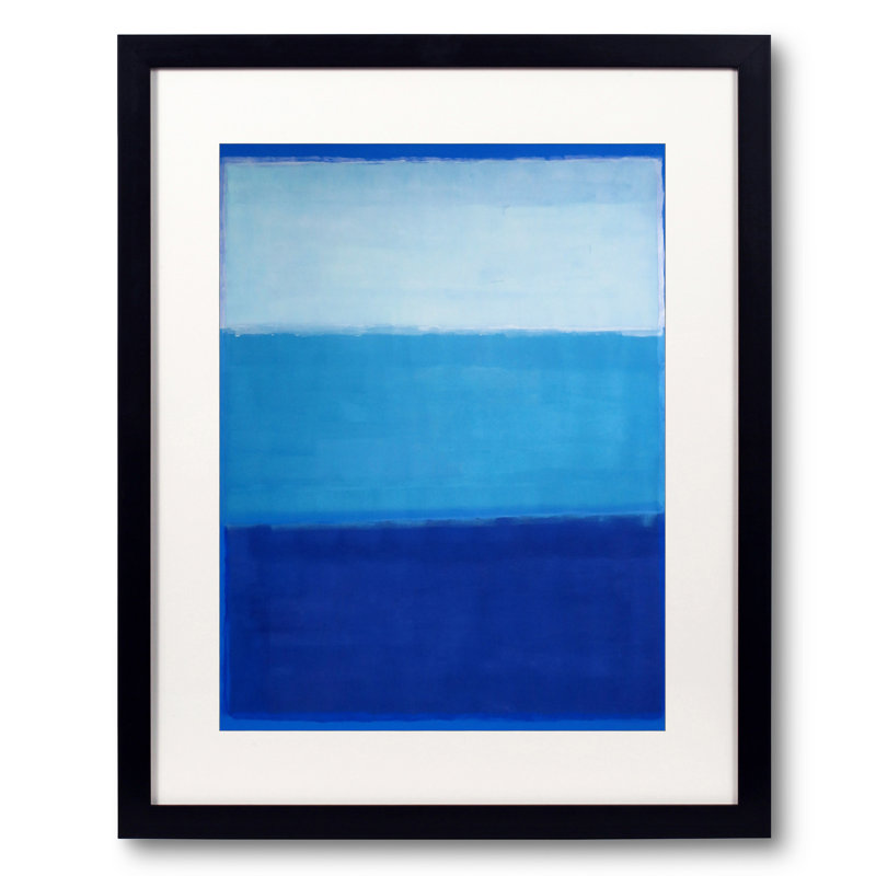 Blue Homage To Rothko by Drew Gaffney, 21.2" H x 17.2" W x 0.88" D, White, Black Single Picture Framed Paper