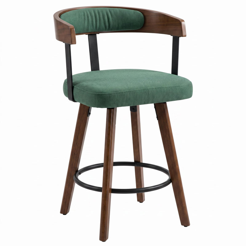 Swivel Counter Stool with Solid Wood Frame, Vert
 Paquet de 2
