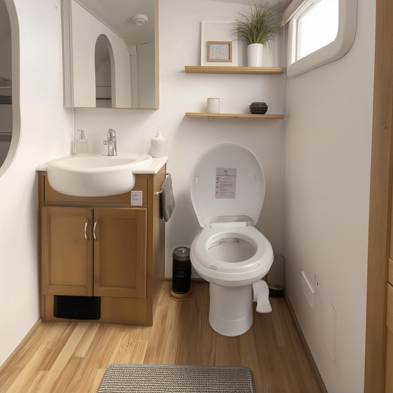 Yescom RV Camper Toilet Gravity Flush Elongated 20" High w/ Bidet Spray Trailer Caravan, 0.54"