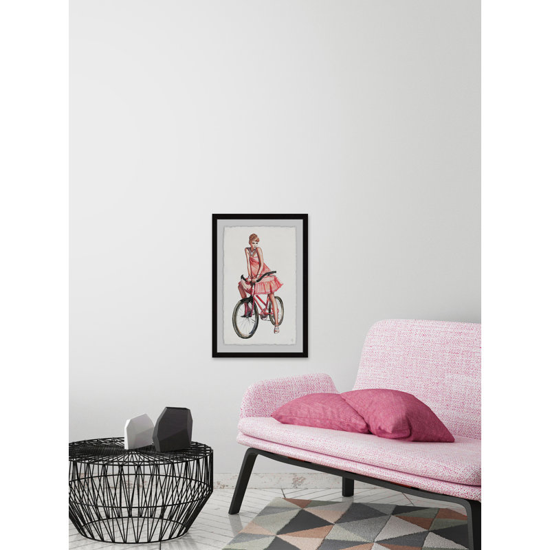 Bicycle Lady - Single Picture Frame Painting, 91 cm H x 61 cm W x 4 cm D