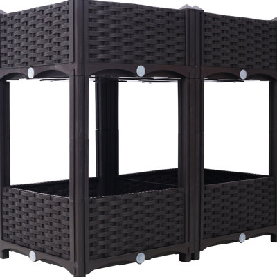 Boîte à fleurs surélevée pour le jardinage extérieur - 31,5 po x 15,7 po x 27,7 po, polypropylène brun avec drainage, légumes, fleurs, herbes de drainage de jardin, debout