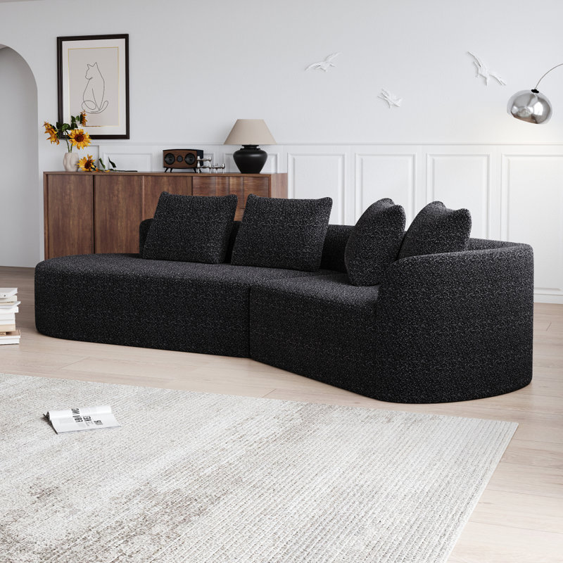 Canapé modulaire surdimensionné Chumenti, Orienté à droite, Chenille noir