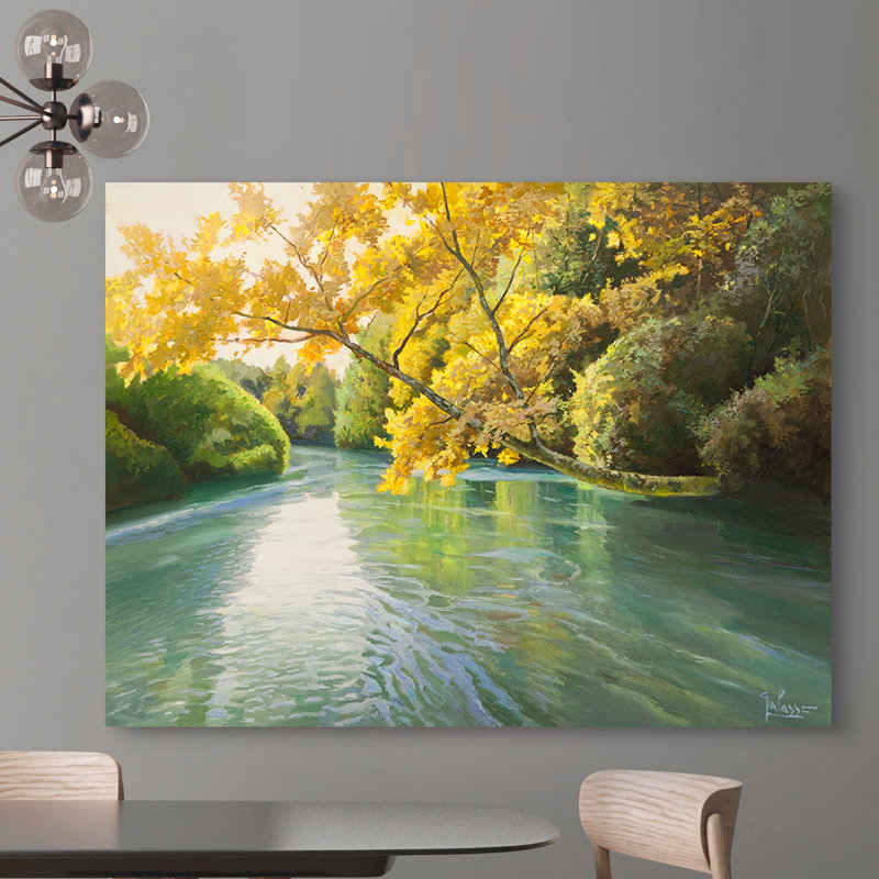 Landscape With Serene Flowing River by Adriano Galasso - Wrapped Canvas Print, 50cm H x 70cm W x 4cm D