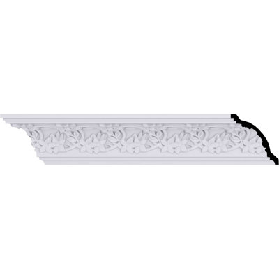 Endurathane Floral Crown Moulding, 4 3/4"H x 4 1/2"P x 6 5/8"F x 94 1/2"L, (3 7/8" Repeat), Factory Primed