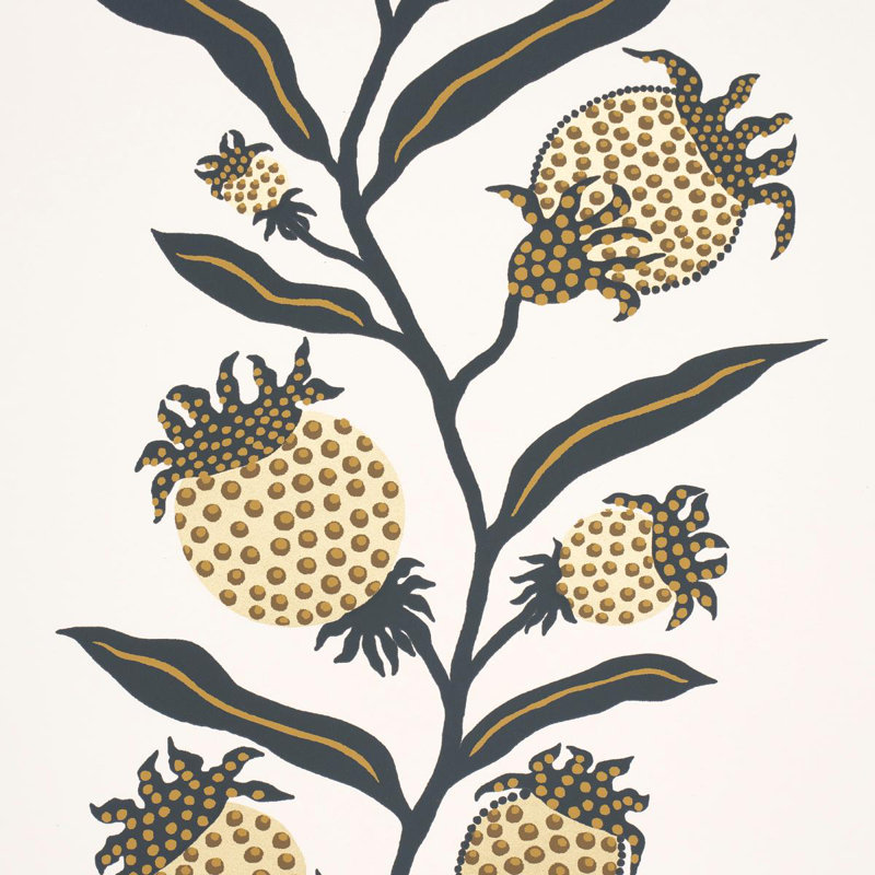 Schumacher x Marian Mcevoy Thistle Vine Wallpaper, Black/Gold