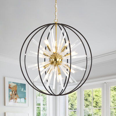 12-Light 27'' Globe Modern Crystal Chandelier For Entrance Stairwell/Bedroom/Dining Room/Living Room/Hallway