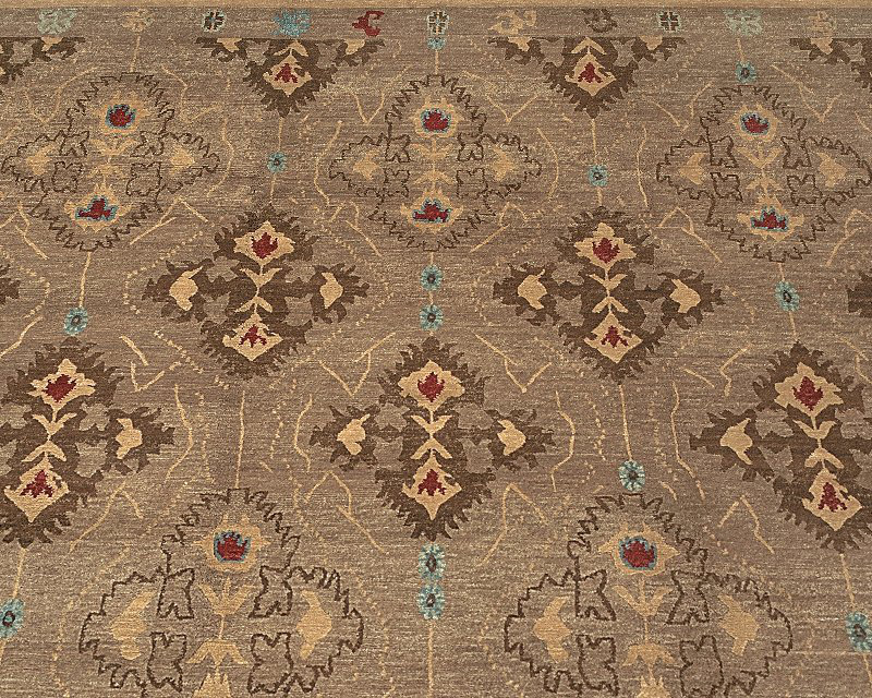 Samkara Wool Oriental Area Rug in Brown/Taupe, Rectangle 12' x 16'