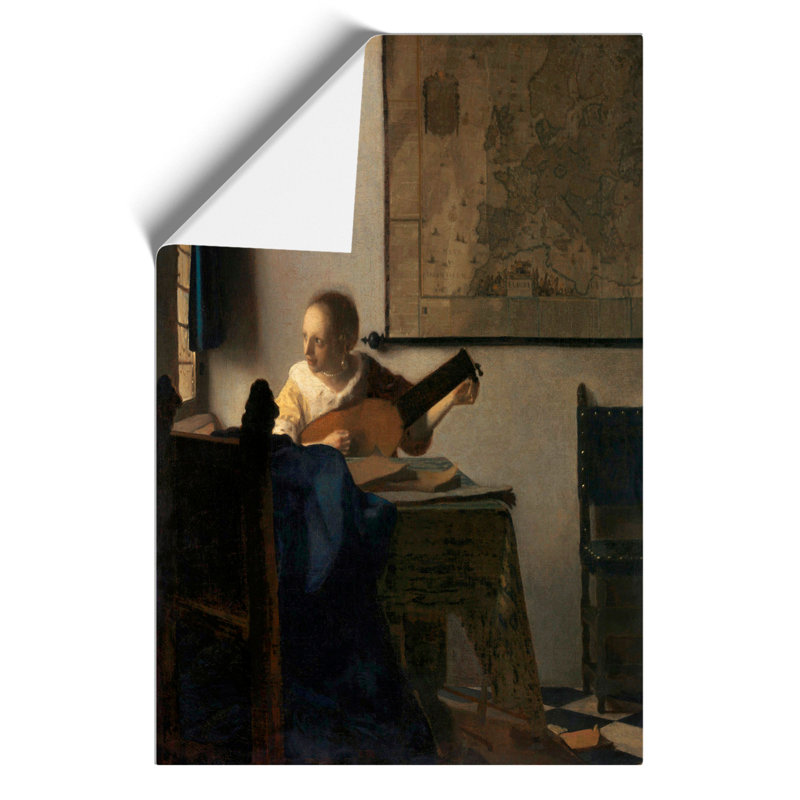 Young Woman With A Lute by Johannes Vermeer - No Frame Painting, 59cm H x 42cm W x 0.1cm D
