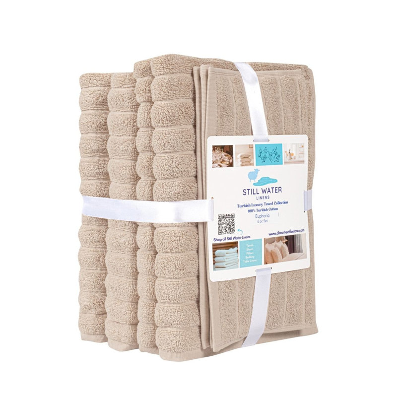 Ensemble de serviettes en coton Euphoria Luxury Turkish, Beige, 6