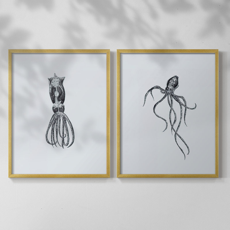 MarineLife III - reproduction encadrée de qualité supérieure - prête à être accrochée - aucun clou requis - aucun clou requis