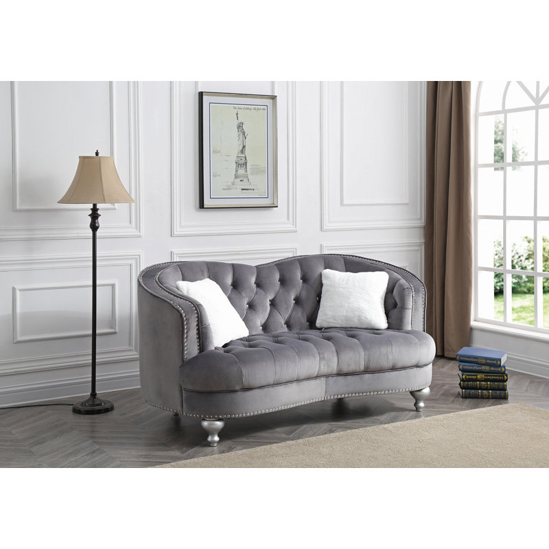 Causeuse grise avec accoudoirs encastrés, Gris