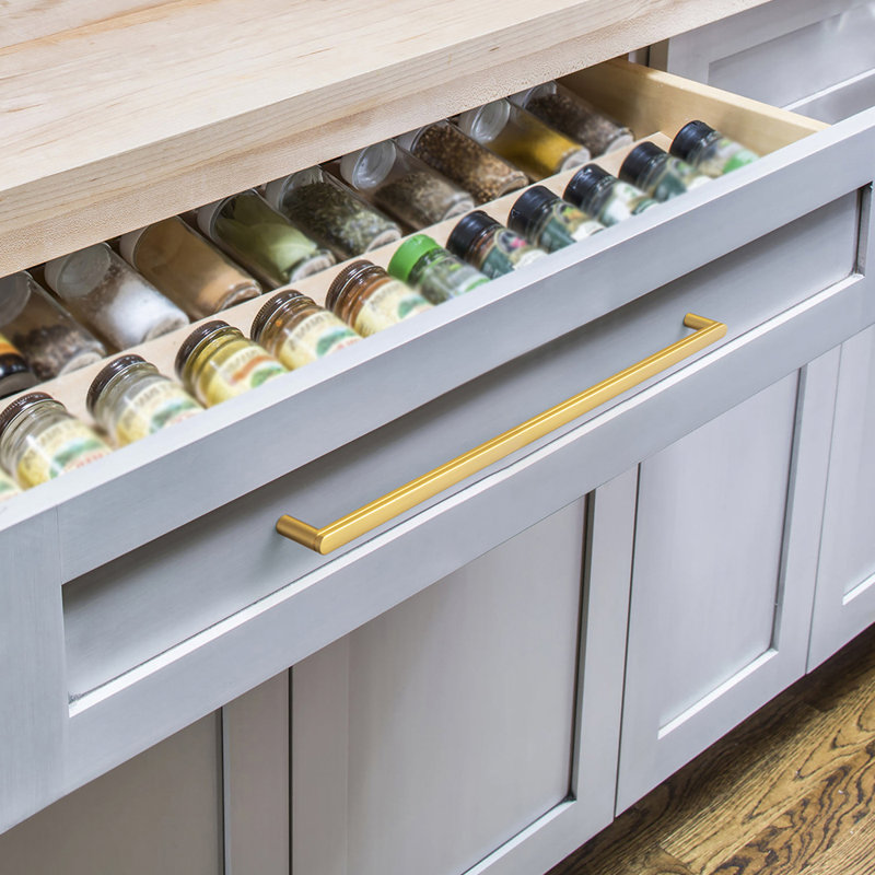 Distressed Sturdy Furniture Bar Pull Multipack, 12 5/6", Brushed Gold