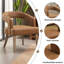 Chaise d'appoint rembourrée en tonneau de 25,79 po de large avec pieds en bois massif patiné pour salle à manger-1391260783