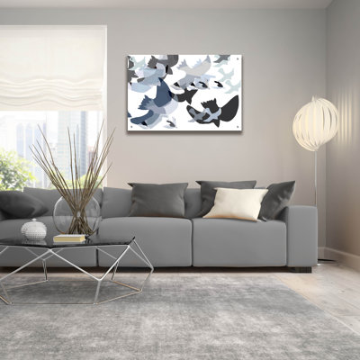  'Collaged Birds 4' by Cartissi Acrylic Glass Wall Art, 36" x 24"