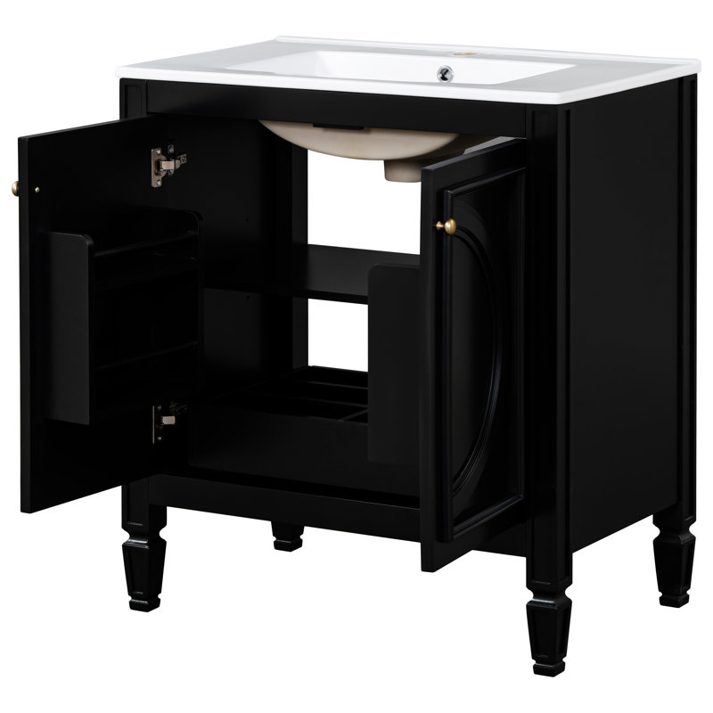 30" Bathroom Vanity With Sink, Noir, Or