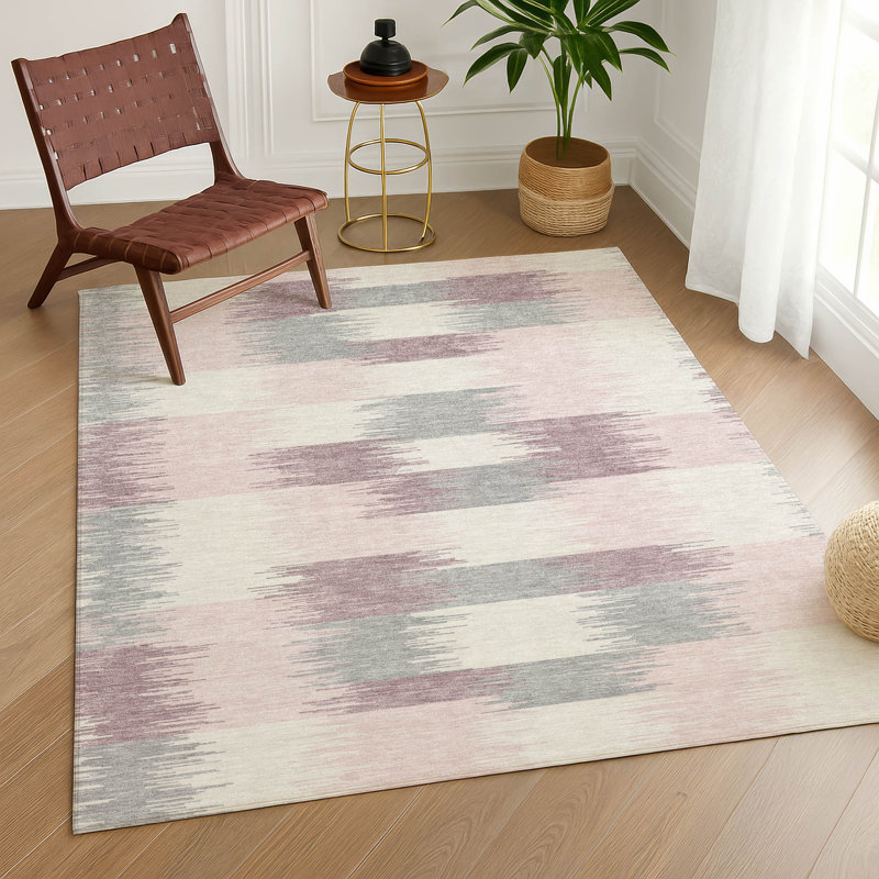 Machine Washable Indoor/Outdoor Chantille ACN2912 Geometric Rug, Pink, 10' x 14'