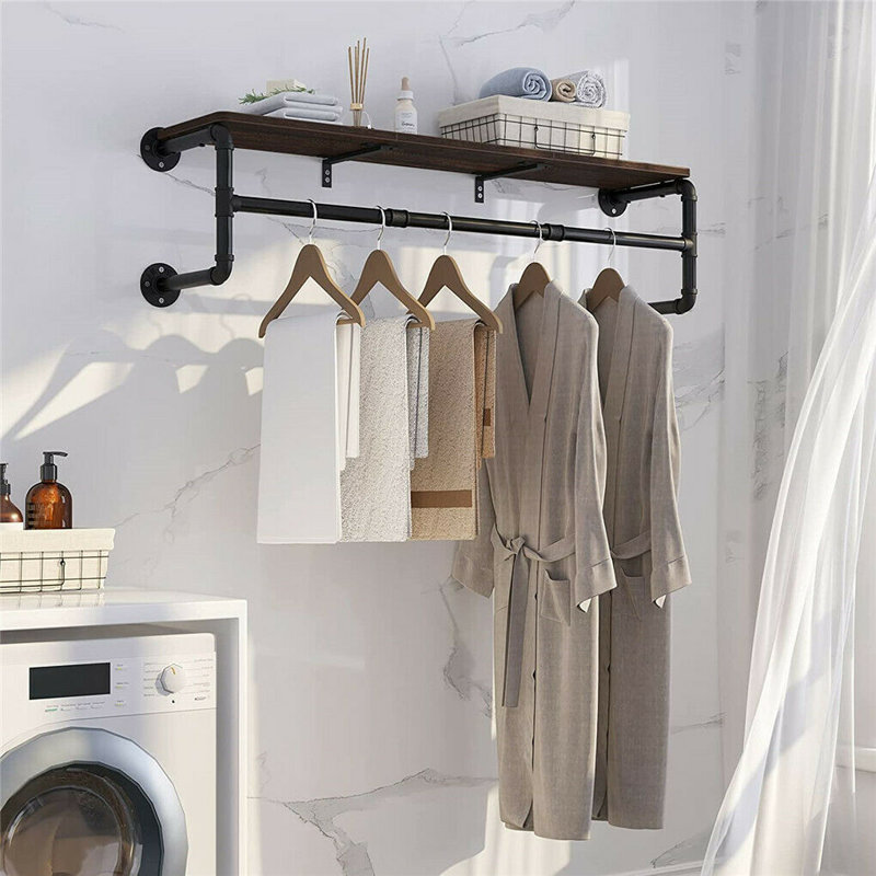 Rookwood 39.3'' Metal Wall Mounted Clothes Rack, Brown