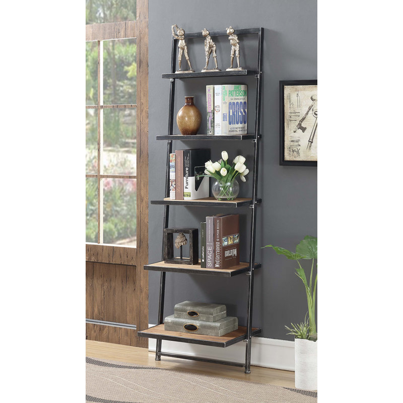Aundreah Ladder Bookcase, (5 Shelves) 72" H x 24" W x 14" D
