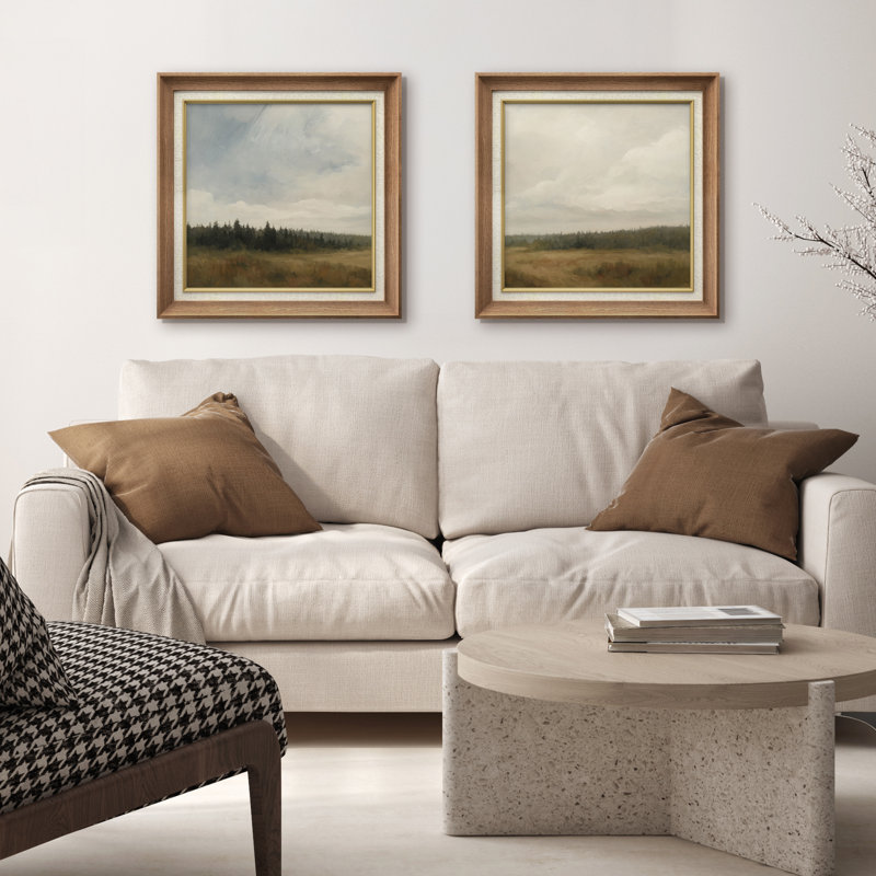 "Misty Forest Meadow Horizon Landscape", ensemble de 2 reproductions d'art encadrées, H 26 po x l 26 po