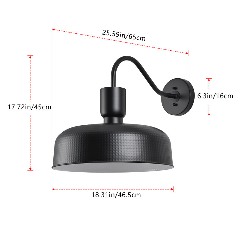 1-Light matte black circular dimmable wall lamp, Matte Black