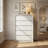 Curved Edge 31.5" Wide White MDF 5-Drawer Dresser with Storage-409070984