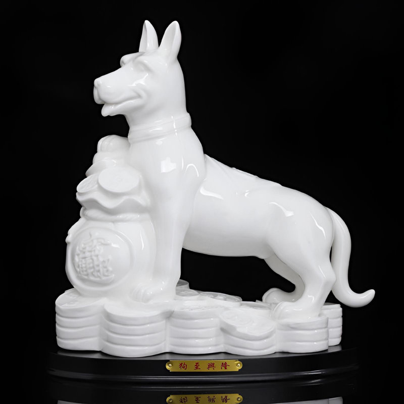 Ceramic Dog Figurine – Lucky Wealth Home Decor, White