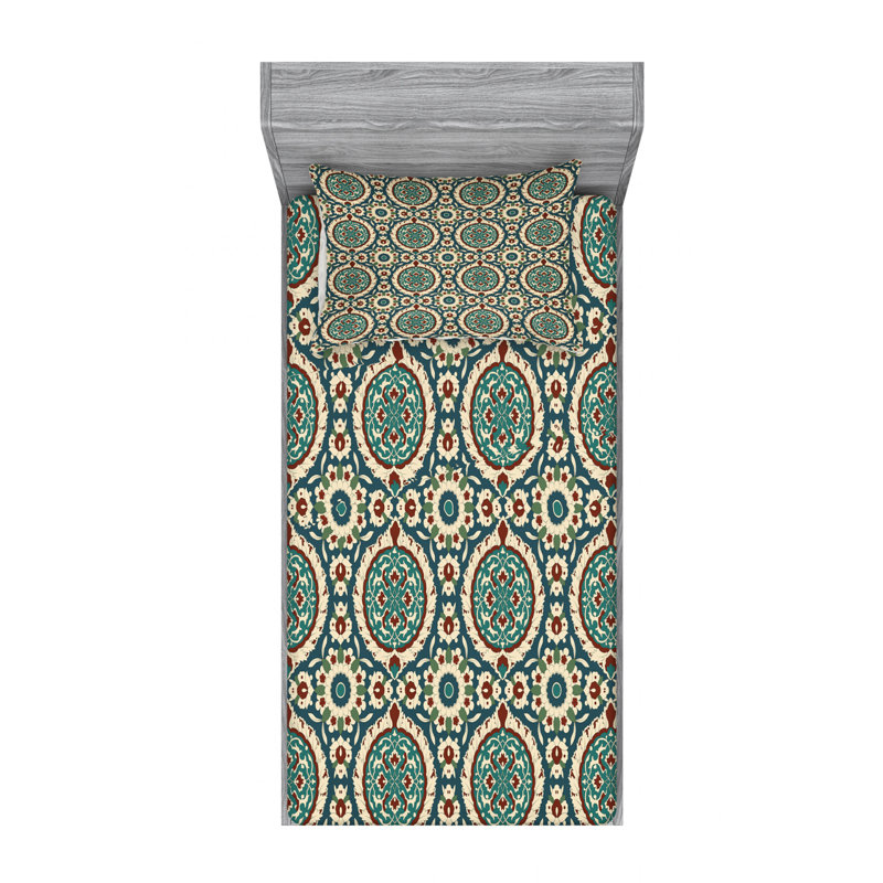 Microfiber Damask Sheet Set, Twin Sheet Set with Fitted Sheet